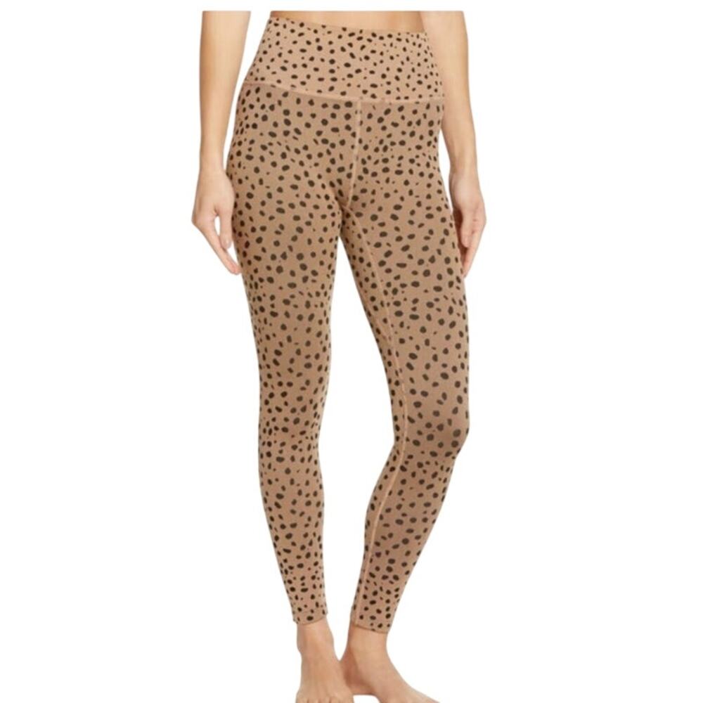 Zella Elevate High Waist Seamless Leggings Tan and Black Dot Size‎ S